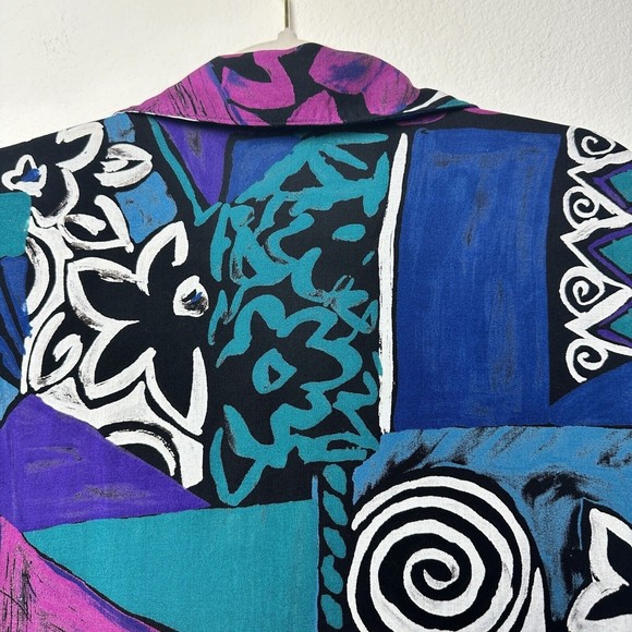 Jeri Marque Top Size 12 Blouse Longsleeve Button Up Bishop Peasant Sleeve Collar - Picture 7 of 12